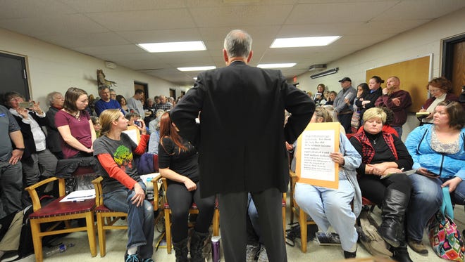 Sen. Chuck Grassley, R-Iowa, speaks during a town hall meeting at the Hancock County Courthouse on Feb. 21, 2017, in Garner, Iowa.