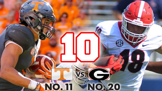10. No. 11 Tennessee at No. 20 Georgia (Saturday at 3:30 p.m. ET, CBS)