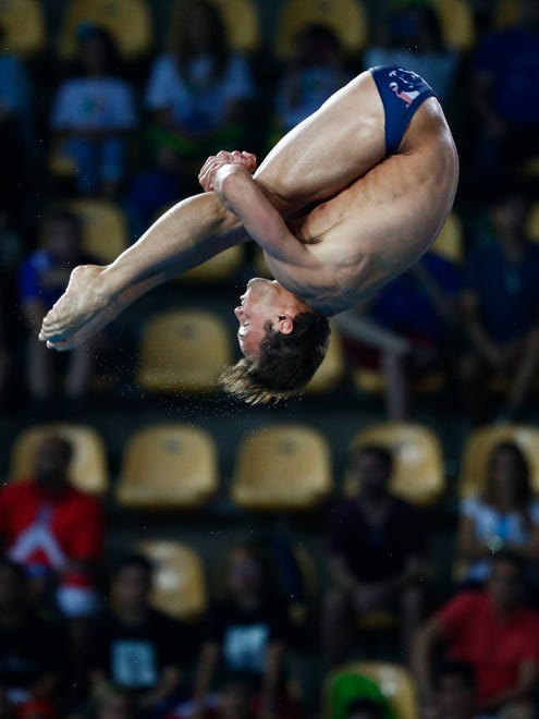 Thomas Daley of Great Britain during the men's 10-meter platform preliminary round.