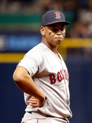 Red Sox third baseman Rafael Devers is batting .350 since his callup from the minors.