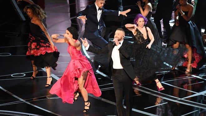 Justin Timberlake performs during the 89th Academy Awards.