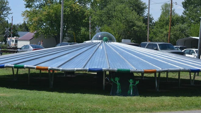 This 38-foot flying saucer will be on display during the 7th Annual Kelly Little Green Men Days Festival in Kelly, Kentucky.