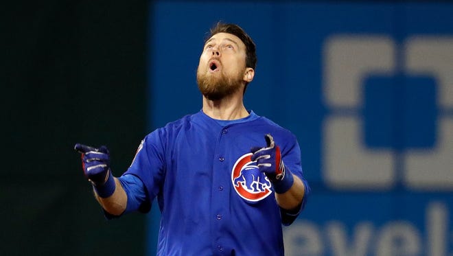 World Series, Game 7: Ben Zobrist drives in the go-ahead run in the 10th inning the gives the Cubs a 7-6 lead over the Indians.