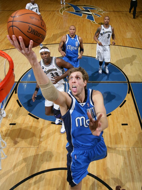 2010: Dirk Nowitzki goes up for a layup against the Washington Wizards.