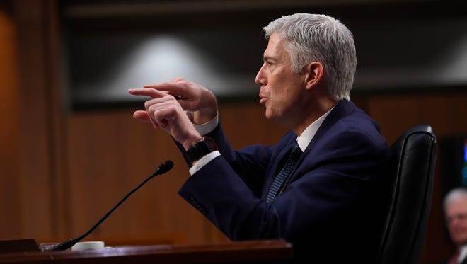 Gorsuch testifies before the Senate Judiciary Committee during the third day of his confirmation hearings on March 22, 2017.