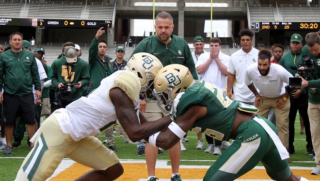 New coach Matt Rhule before the start of Baylor's spring game April 22.
