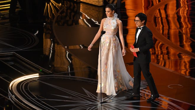 Hailee Seinfeld and Gael Garcia Bernal present the award for Best Animated Short Film during the 89th Academy Awards.