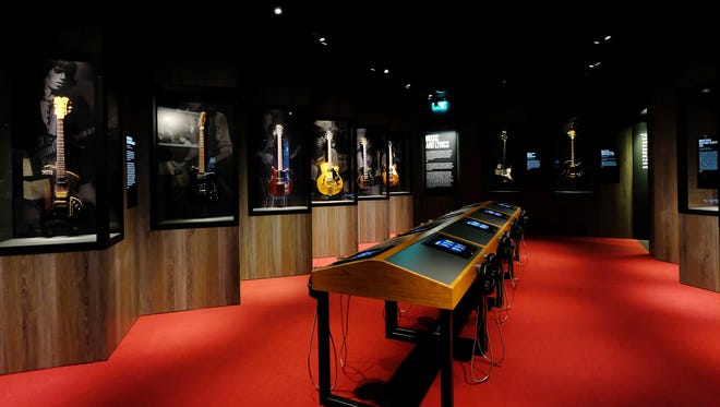 One room in 'Exhibitionism' is dedicated entirely to guitars and Mick Jagger's harmonicas.