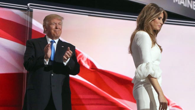 Donald Trump introduces his wife, Melania Trump, during Republican National Convention on July 18, 2016.