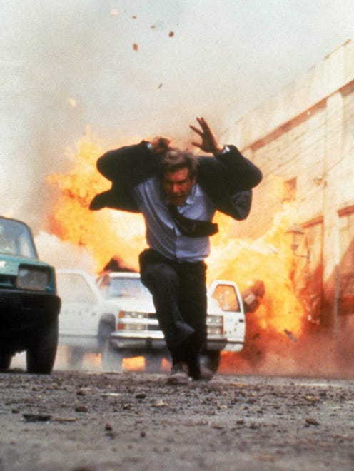 Harrison Ford runs through a scene from the 1994 motion picture "Clear and Present Danger."