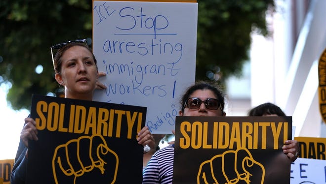 Rally outside of the San Francisco office of the Immigration and Customs Enforcement agency on June 20, 2017.