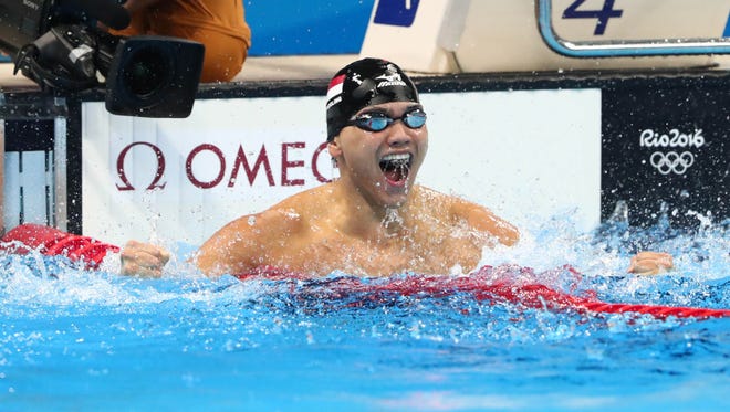 Aug. 12: Joseph Schooling became a national hero when he won the men's 100-meter butterfly in an Olympic-record 50.39 seconds for Singapore's first-ever gold medal. Schooling upset a strong field that included his idol Michael Phelps, who finished in a three-way tie for silver.