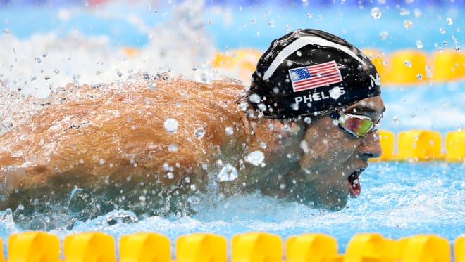 Michael Phelps swam the butterfly leg during the men's 4x100 medley relay.