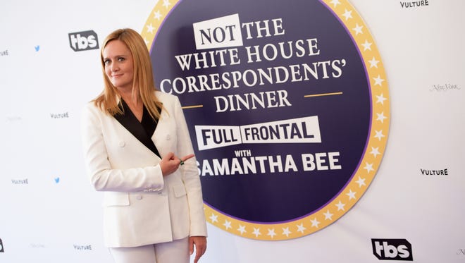 'Full Frontal' host Samantha Bee welcomes attendees to her first-ever Not the White House Correspondents Dinner at Washington's DAR Constitution Hall on Saturday, April 29, which happened to be the 100th day of the Trump administration.