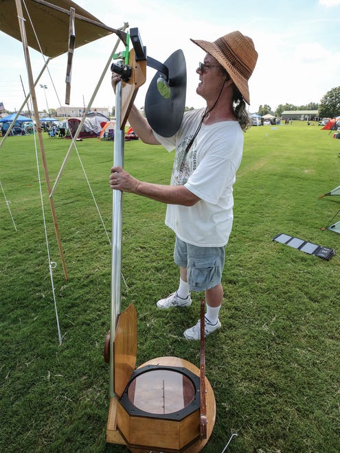 Bill Wheaton, of Atlanta, adjusted a homemade telescope that he created himself.  Wheaton has always had a fascination with the stars and is excited to see the eclipse on Monday.
August 20, 2017