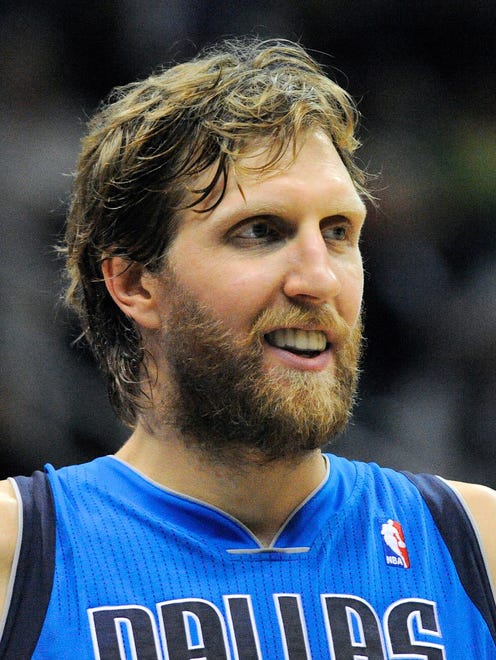 2013: Dirk Nowitzki shown on the court against the Atlanta Hawks during the second half at Philips Arena.