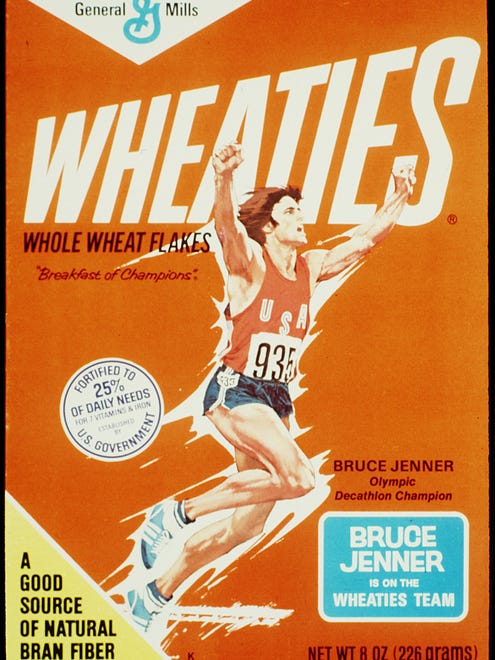 The 1976 Wheaties box featuring Bruce Jenner after he won the decathlon at the Montreal Summer Olympics.