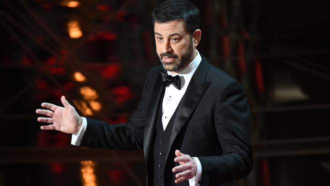 Jimmy Kimmel speaks during the 89th Academy Awards.