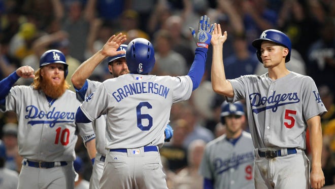 Aug. 21: Newly acquired Curtis Granderson hits a grand slam in a pivotal five-run seventh inning against the Pirates. The Dodgers go on to win in 12 innings and haven't lost consecutive games since July 20 and 21.