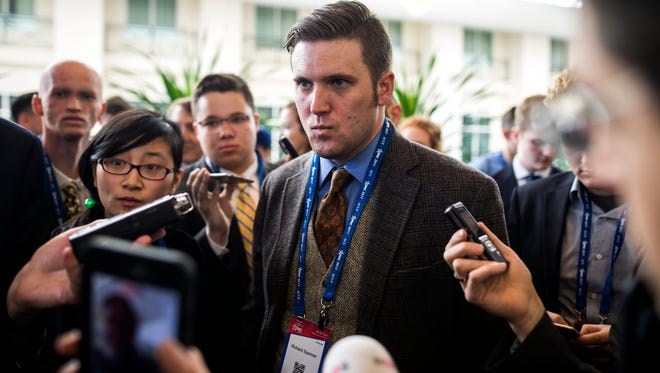 Richard Spencer talks to the media at the 44th Annual Conservative Political Action Conference.