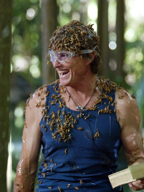 Ten celebrities, including Jenner, leave behind their pampered lives for weeks of roughing it in a remote camp in the Australian rain forest on "I'm a Celebrity – Get Me Out of Here!," in 2003.