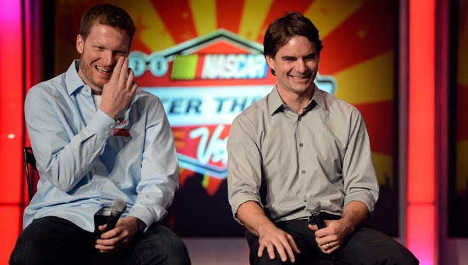 Champion's Week in Las Vegas allows drivers to enjoy lighter moments and interact with fans. Earnhardt and Hendrick Motorsports teammate Jeff Gordon did just that at After the Lap.